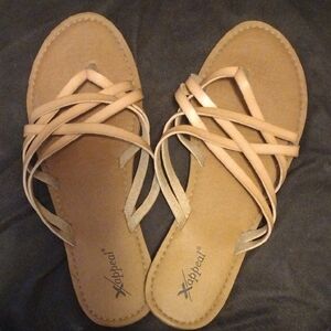 Xappeal Tan Sandals with Criss-Cross Straps
